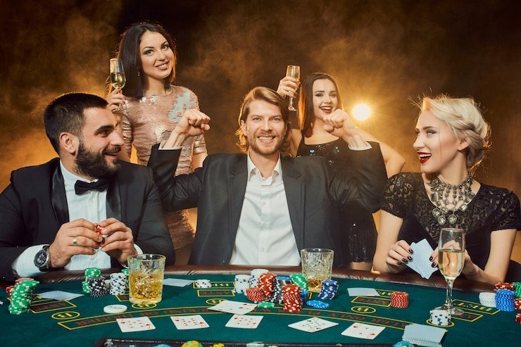 Meja Caribbean Stud Poker dengan dealer langsung di platform garong vip